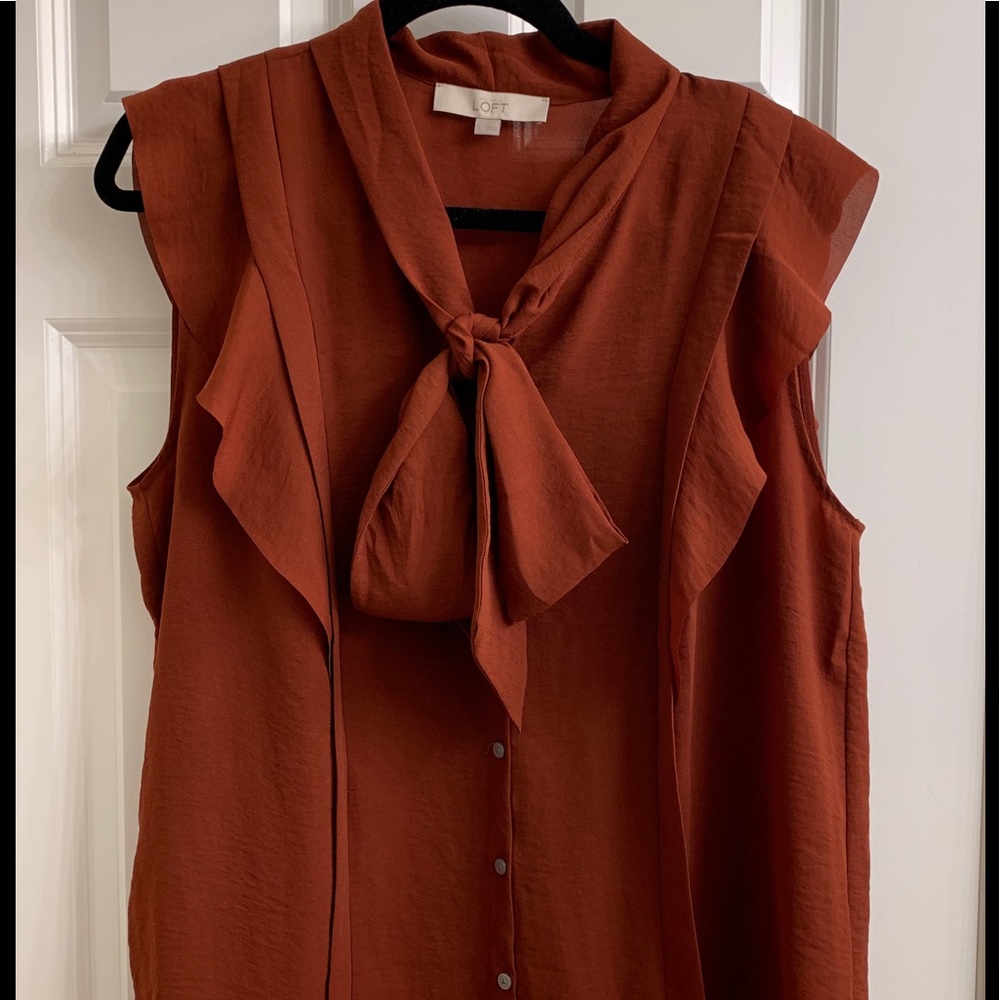 Loft Tie Neck Button Down Blouse